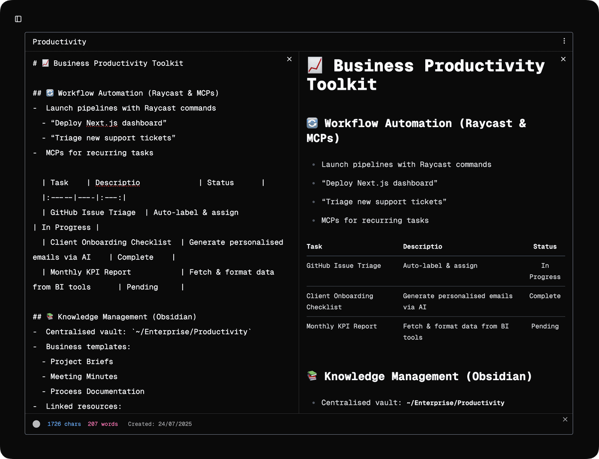 Mineral note-taking app interface showing clean, minimalistic design